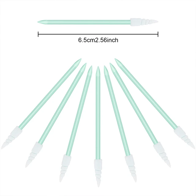 Alt view image 2 of 7 - Chinco 200 Pcs Cleaning Swabs 2.56'' Pointed Tip Sticks, Cyan