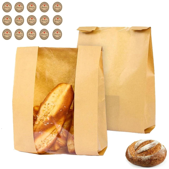 Main image of Paper Bread Bags for Sourdough 15Pcs Homemade Bread Gift Bags with Sticker