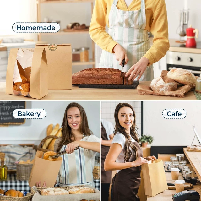 Alt view image 5 of 6 - Paper Bread Bags for Sourdough 15Pcs Homemade Bread Gift Bags with Sticker