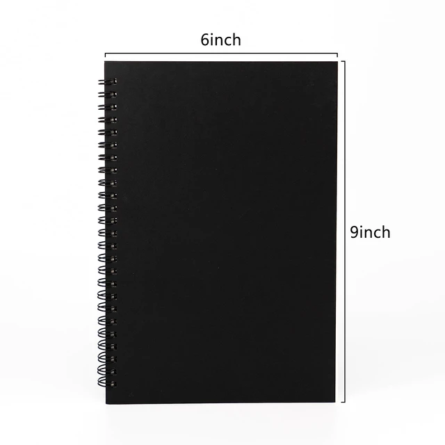 Alt view image 4 of 7 - DSTELIN 9 inch x 6 inch, 100GSM, Blank Spiral Notebook, 1-Pack, Soft Cover, Sketch book, 160 Pages / 80 Sheets, (Black)