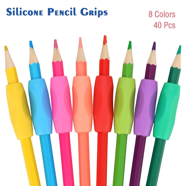Alt view image 6 of 6 - Triangle Pencil Grips for Adults, Gel Pen Grips, 40pcs 8 Colors