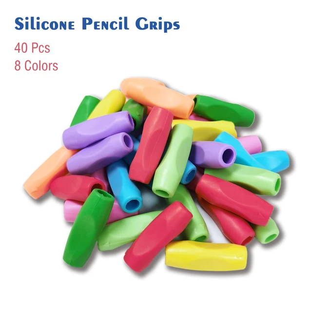 Alt view image 4 of 6 - Triangle Pencil Grips for Adults, Gel Pen Grips, 40pcs 8 Colors