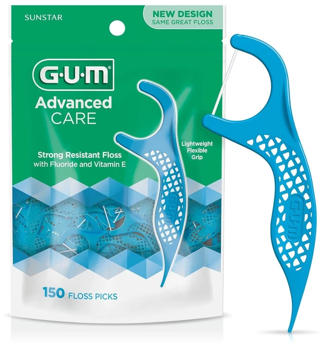 Main image of GUM Advanced Care Dental Floss Picks, Fresh Mint Flavor 150 Count