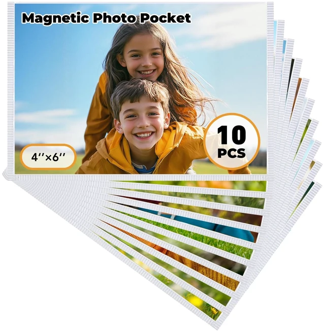 Main image of Magnetic Picture Frames for Refrigerator 4x6, 10 Pack White