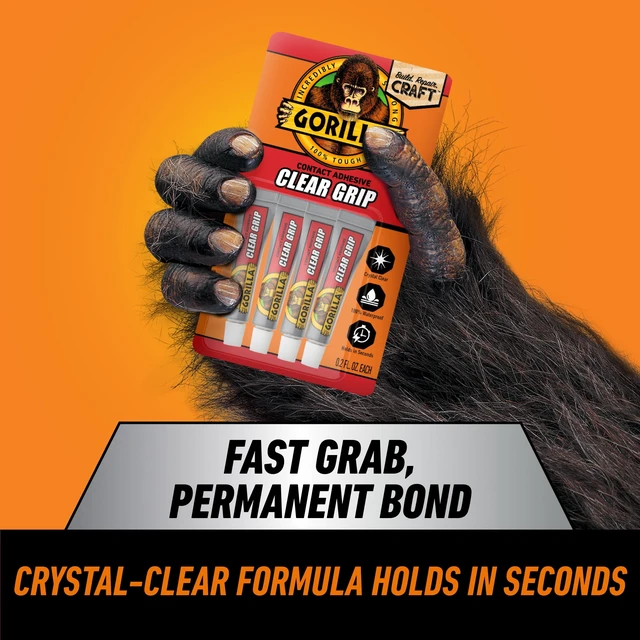 Alt view image 5 of 6 - Gorilla Clear Grip Contact Glue 0.2 fl oz Mini Tubes, 4 Count