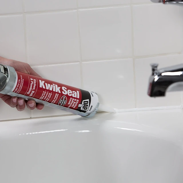 Alt view image 2 of 6 - DAP Kwik Seal 10.1 oz White Adhesive Kitchen and Bath Acrylic Latex Caulk