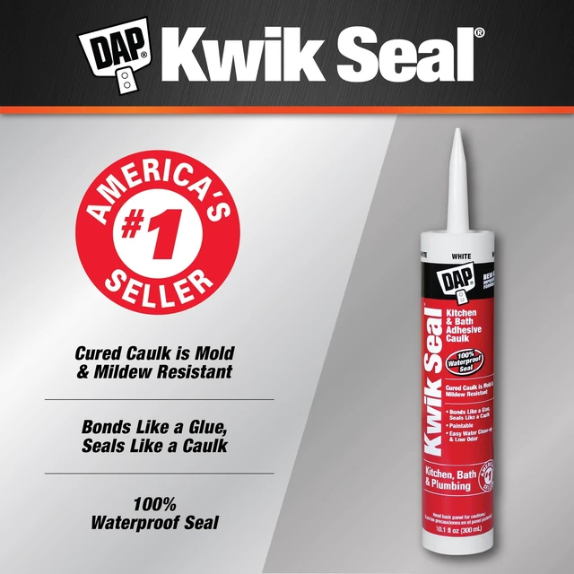 Alt view image 5 of 6 - DAP Kwik Seal 10.1 oz White Adhesive Kitchen and Bath Acrylic Latex Caulk