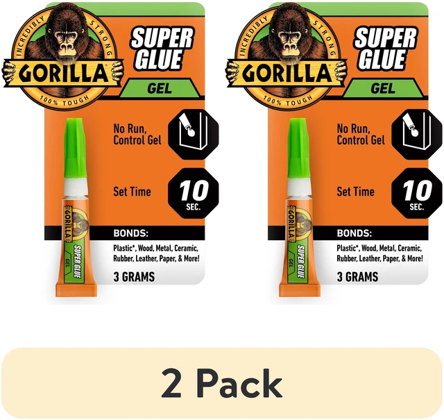 Main image of (2 pack) Gorilla Clear Super Glue Gel, 3 Gram Tube