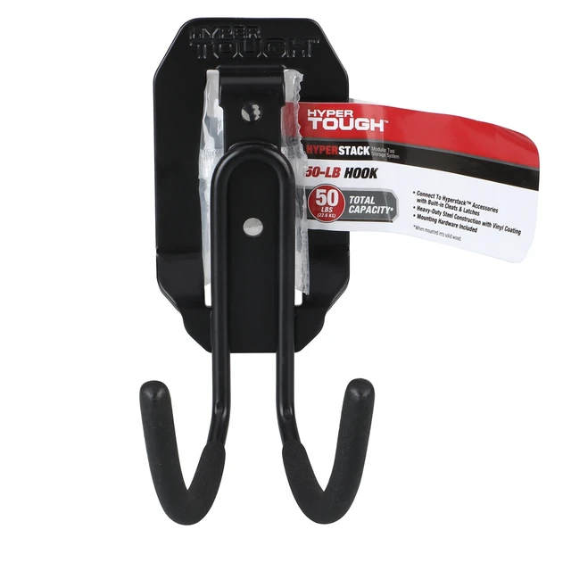 Alt view image 5 of 5 - Hyper Tough Hyper Stack Garage Storage J Hook, Black
