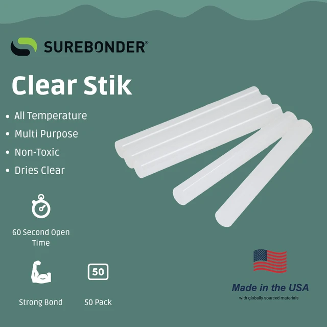 Alt view image 4 of 5 - Surebonder Full Size Hot Glue Sticks 50-Pack, Clear, Non-Toxic, Multi-Temp, 4-Inch x 0.43-Inch for Full Size Glue Guns, DIY, Arts, Crafts & Home Repairs