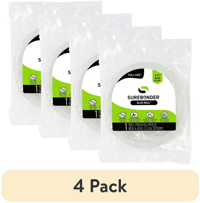 Main image of (4 pack) Surebonder Full-Size Hot Glue Stick Roll, Clear, 5 Ft Length, 0.43 Inch Diameter - Long Glue Stick, Uninterrupted Gluing, All Purpose for Crafting and DIY, Clear