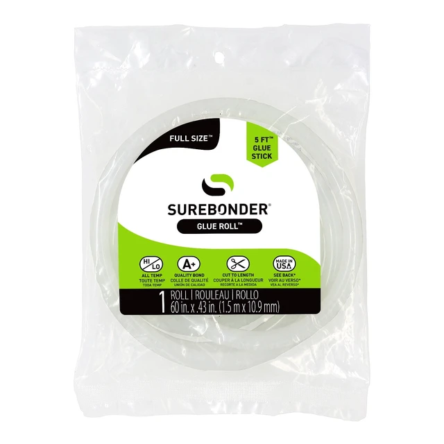 Alt view image 4 of 6 - (4 pack) Surebonder Full-Size Hot Glue Stick Roll, Clear, 5 Ft Length, 0.43 Inch Diameter - Long Glue Stick, Uninterrupted Gluing, All Purpose for Crafting and DIY, Clear