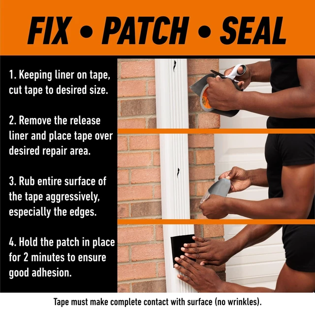 Alt view image 4 of 5 - Gorilla Waterproof Patch & Seal Tape Black 4" x 10' Roll