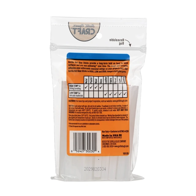 Alt view image 6 of 6 - Gorilla Glue Clear 4 inch Dual Temp Full-Size Hot Glue Sticks, 30 Count