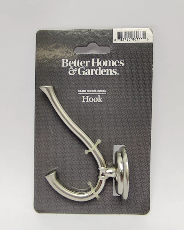 Alt view image 4 of 7 - Better Homes & Gardens Gorham 2-Prong Hook, Satin Nickel, 35 lb Weight Limit