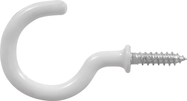 Alt view image 4 of 6 - Ook Cup Hooks, 1-1/4", 1 lbs, Screw Hooks, Steel, White Vinyl, 40 pack