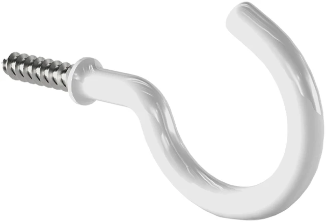 Alt view image 5 of 6 - Ook Cup Hooks, 1-1/4", 1 lbs, Screw Hooks, Steel, White Vinyl, 40 pack