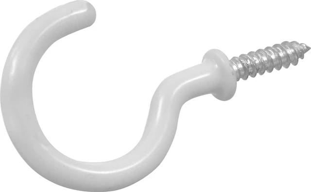 Alt view image 2 of 6 - Ook Cup Hooks, 1-1/4", 1 lbs, Screw Hooks, Steel, White Vinyl, 40 pack