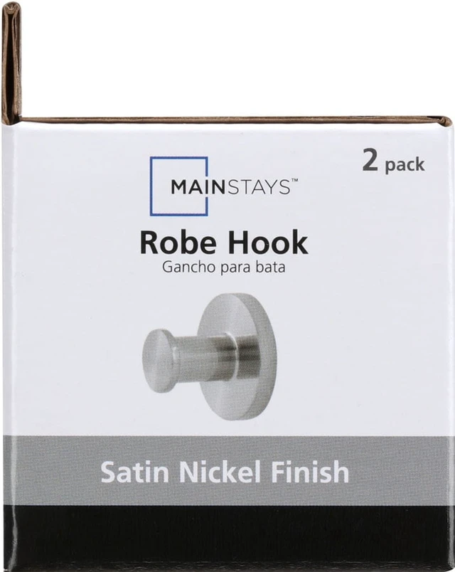 Alt view image 5 of 6 - Mainstays Modern Round Robe Hook, Satin Nickel, 2 Pack