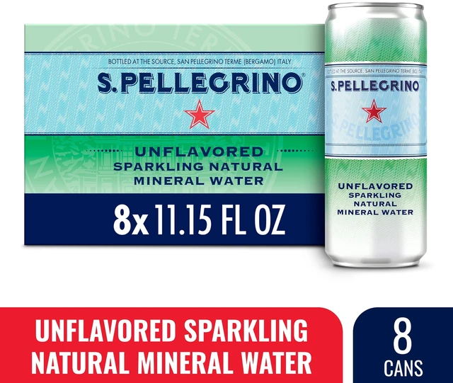 Alt view image 2 of 6 - S.Pellegrino Sparkling Natural Unflavored Mineral Water, 89.2 fl oz, 8 Pack Cans
