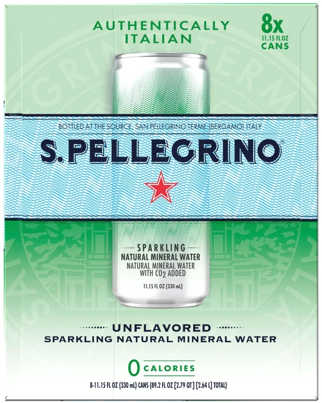 Alt view image 6 of 6 - S.Pellegrino Sparkling Natural Unflavored Mineral Water, 89.2 fl oz, 8 Pack Cans