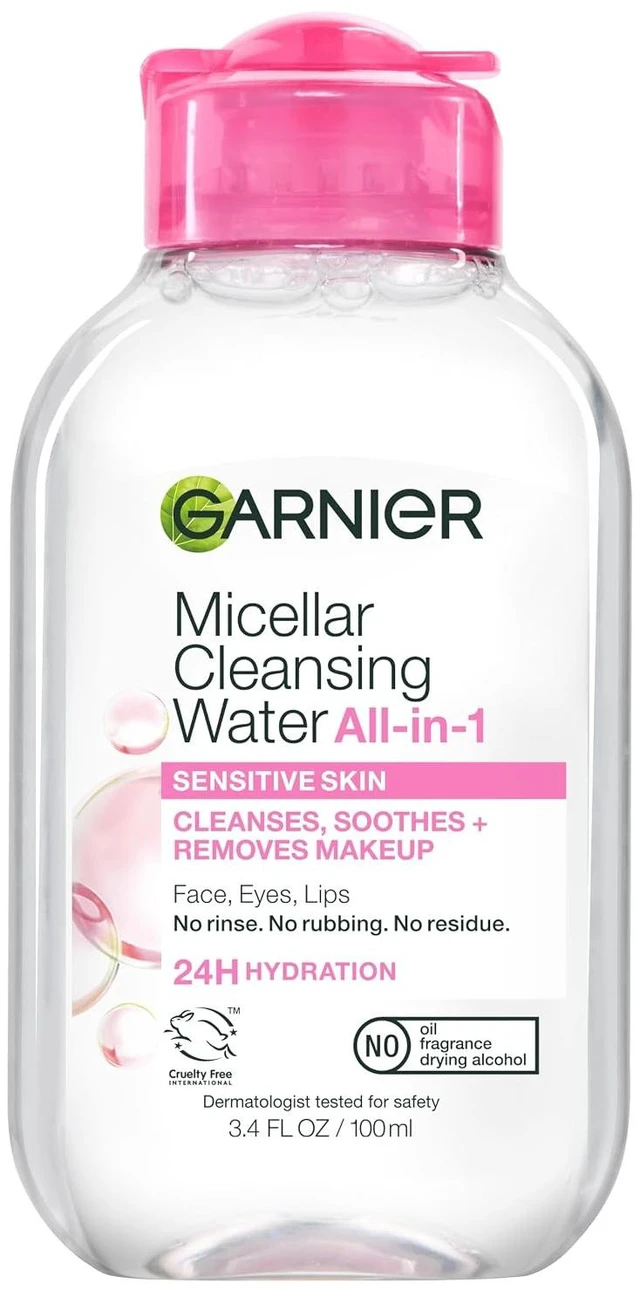 Main image of Garnier Micellar Water, Facial Cleanser & Makeup Remover, 3.4 Fl Oz