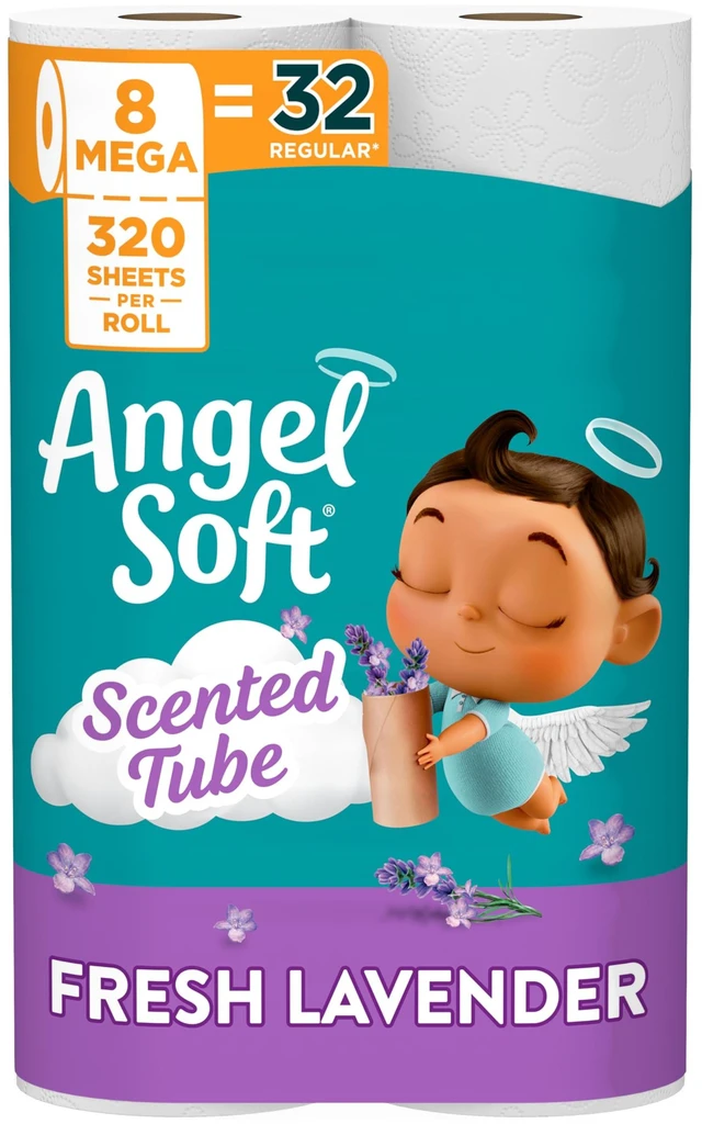 Main image of Angel Soft Toilet Paper, Fresh Lavender Scented Tube, 8 Mega Rolls, 2-Ply