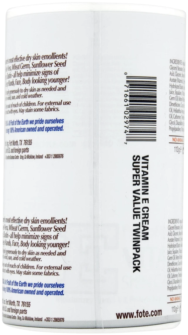 Alt view image 3 of 6 - Fruit of the Earth Vitamin E Skin Care Cream Super Value, 4 Oz., 2 pack