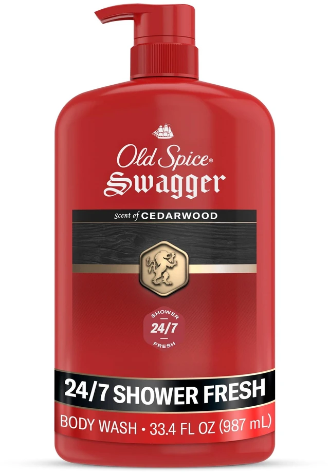 Main image of Old Spice Body Wash for Men, 24/7 Shower Fresh, Swagger Cedarwood, 33.4 fl oz