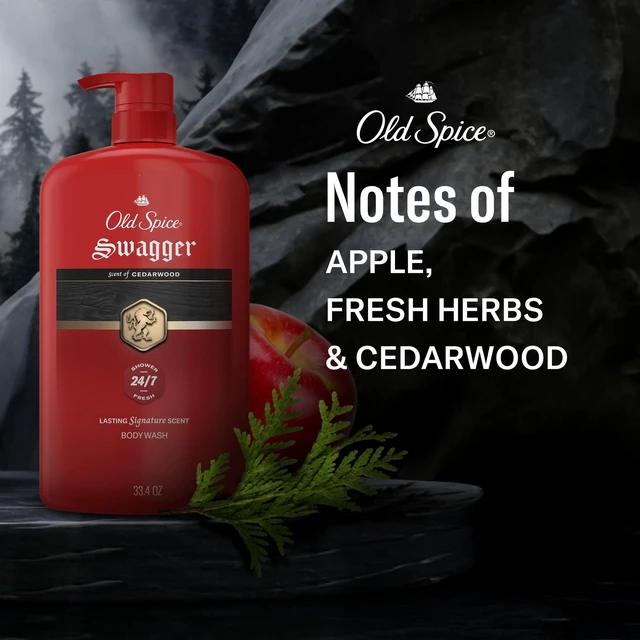 Alt view image 6 of 6 - Old Spice Body Wash for Men, 24/7 Shower Fresh, Swagger Cedarwood, 33.4 fl oz