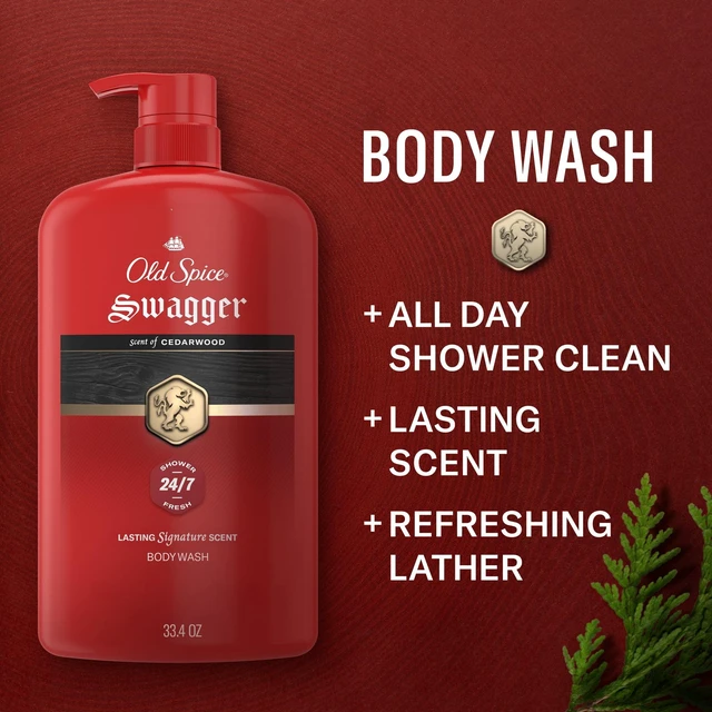 Alt view image 2 of 6 - Old Spice Body Wash for Men, 24/7 Shower Fresh, Swagger Cedarwood, 33.4 fl oz