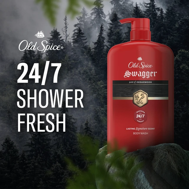 Alt view image 3 of 6 - Old Spice Body Wash for Men, 24/7 Shower Fresh, Swagger Cedarwood, 33.4 fl oz