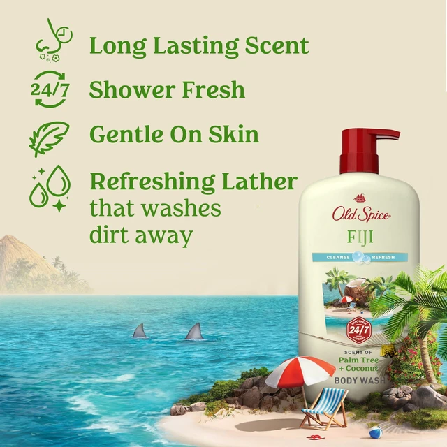 Alt view image 6 of 6 - Old Spice Body Wash for Men, 24/7 Shower Fresh, Fiji-Palm Tree + Coconut, 30 fl oz
