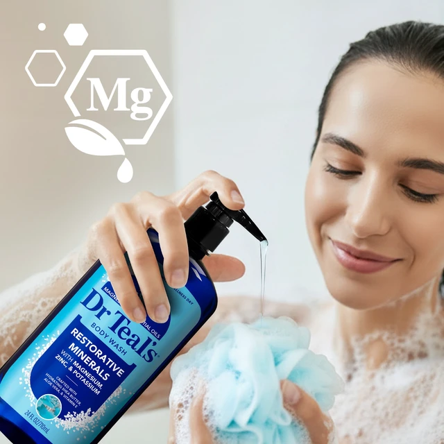 Alt view image 3 of 6 - Dr Teal's Restorative Minerals Body Wash with Magnesium, Potassium, Zinc & Essential Oils, 24 fl oz