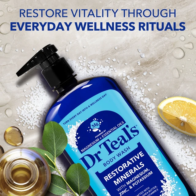 Alt view image 4 of 6 - Dr Teal's Restorative Minerals Body Wash with Magnesium, Potassium, Zinc & Essential Oils, 24 fl oz