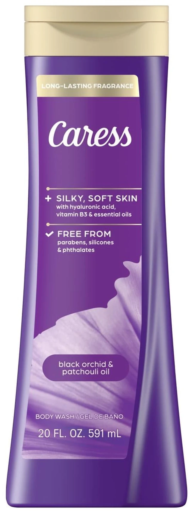 Main image of Caress Black Orchid & Patchouli Oil Body Wash, Moisturizing Body Wash with Hyaluronic Acid & Vitamin B3, 20 oz