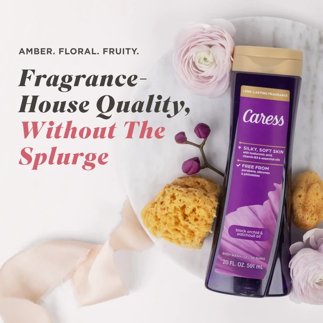 Alt view image 5 of 6 - Caress Black Orchid & Patchouli Oil Body Wash, Moisturizing Body Wash with Hyaluronic Acid & Vitamin B3, 20 oz