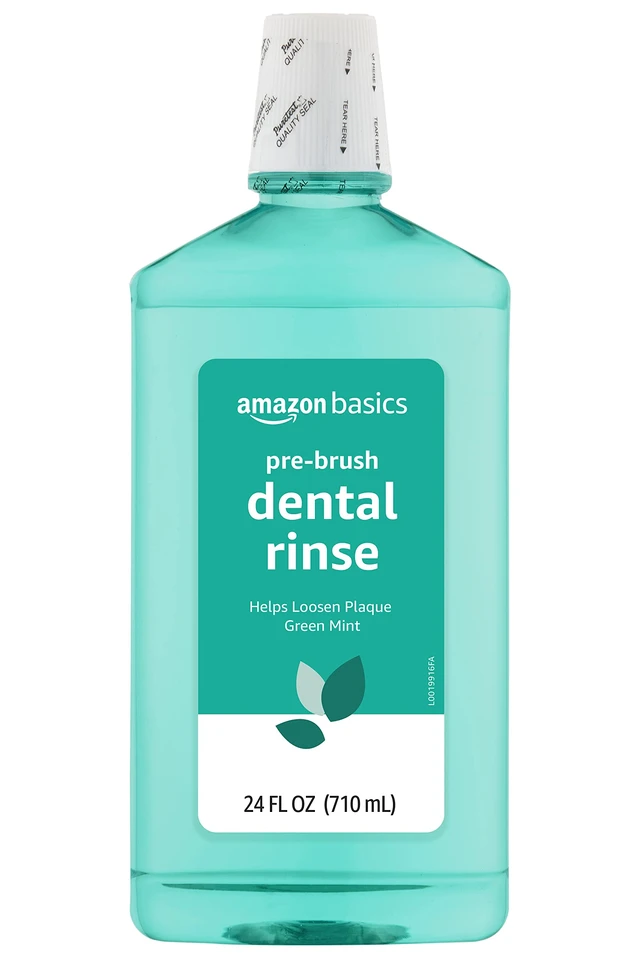 Main image of Amazon Basics Pre-Brush Dental Rinse, Green Mint Flavor, Loosens Plaque Before Brushing, 24 Fluid Ounces, 1-Pack (Previously Solimo)
