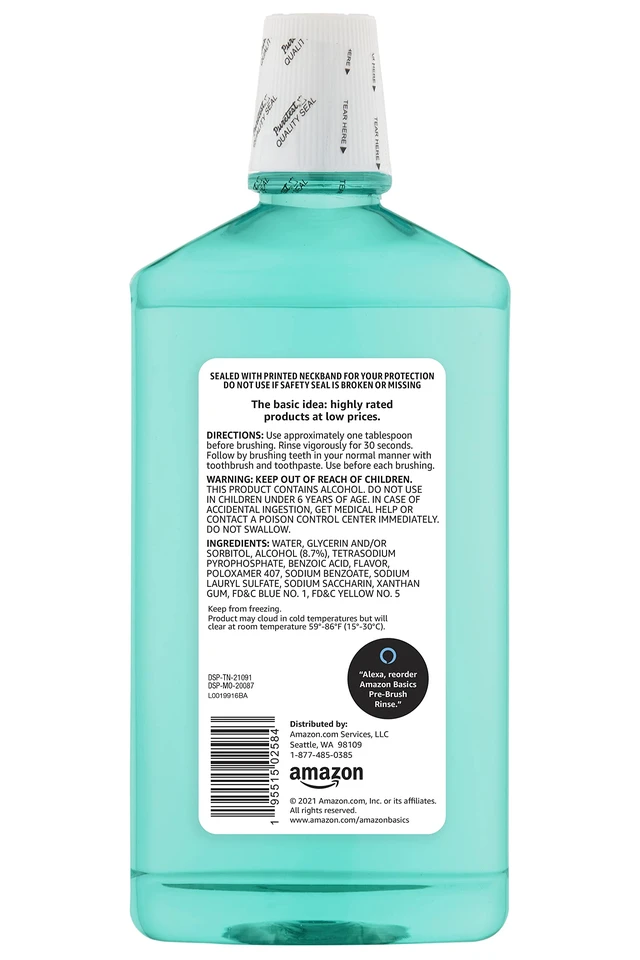 Alt view image 2 of 4 - Amazon Basics Pre-Brush Dental Rinse, Green Mint Flavor, Loosens Plaque Before Brushing, 24 Fluid Ounces, 1-Pack (Previously Solimo)