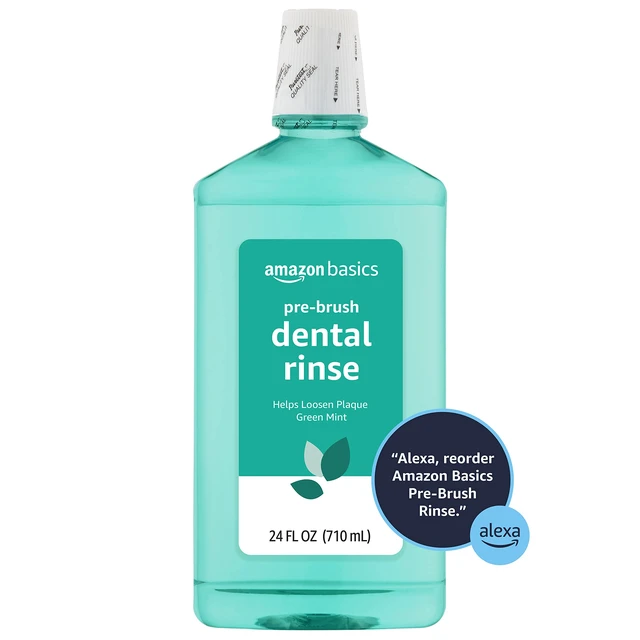Alt view image 3 of 4 - Amazon Basics Pre-Brush Dental Rinse, Green Mint Flavor, Loosens Plaque Before Brushing, 24 Fluid Ounces, 1-Pack (Previously Solimo)