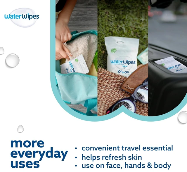 Alt view image 2 of 6 - WaterWipes Sensitive+ On The Go Wipes, 3-In-1 Cleans, Cares, Protects, 99.9% Water, Unscented & Hypoallergenic Wet Wipes, 28 Count (Pack of 2)