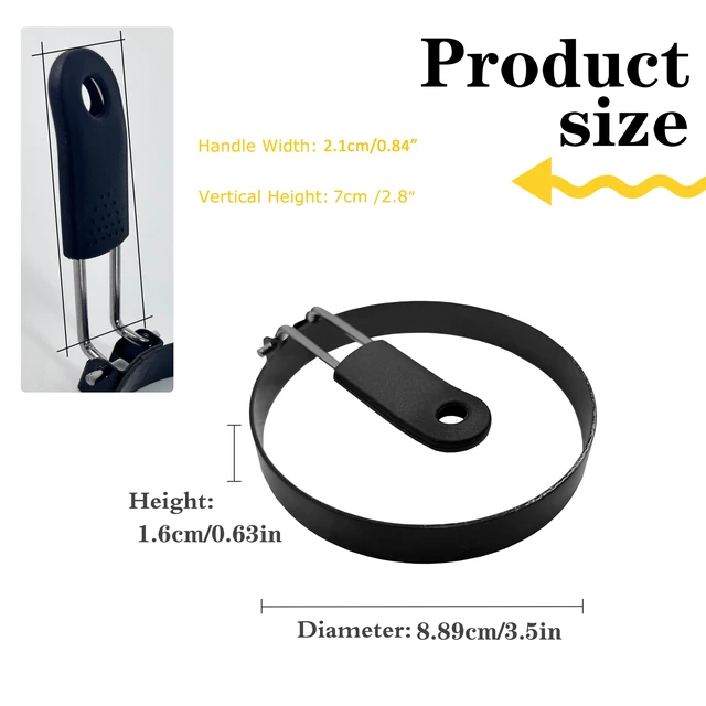 Alt view image 5 of 5 - 3.5'' Egg Rings with Silicone Handle, Stainless Steel Egg Cooking Rings,Nonstick,For Frying Eggs and English Muffins Pancake, Egg Mold Shaper For Breakfast