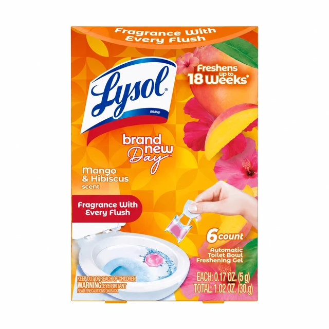 Main image of Lysol Click Gel Toilet Bowl Cleaner, Gel Stamp, Mango, 6 Count
