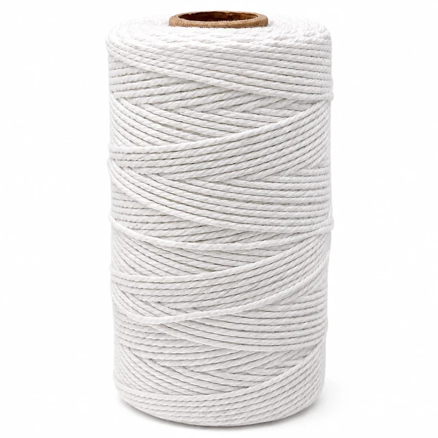 Main image of jijAcraft White String, Butchers Twine, 328 Feet 2mm Cotton Twine Strings for Cooking Crafts Gift Wrapping Turkey Sausage Gardening