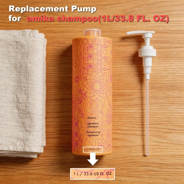 Alt view image 2 of 7 - Shampoo and Conditioner Pump Compatible with amika 1L/33.8 Fl Oz Bottles, Dispensing Liter Pump for amika Shampoo and Conditioner, White, 3-Pack
