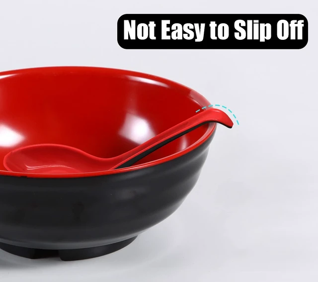 Alt view image 7 of 7 - 2PCS Asian Soup Spoons, Red and Black Melamine