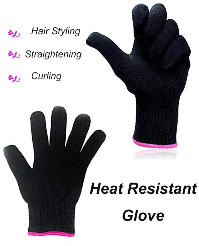 Alt view image 4 of 5 - AFT90 Heat Resistant Glove for Hair Styling, Curling Iron, Flat Iron and Curling Wand, Black, Pink Edge, 1 Piece
