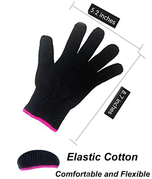 Alt view image 2 of 5 - AFT90 Heat Resistant Glove for Hair Styling, Curling Iron, Flat Iron and Curling Wand, Black, Pink Edge, 1 Piece