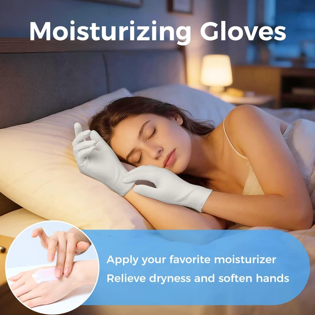 Alt view image 4 of 6 - 3 Pairs Cotton Gloves for Dry Hands Sleeping, Moisturizing Gloves for Men and Women, Stretchable White Cotton Gloves Eczema for Service Driving Coin Jewelry Handling