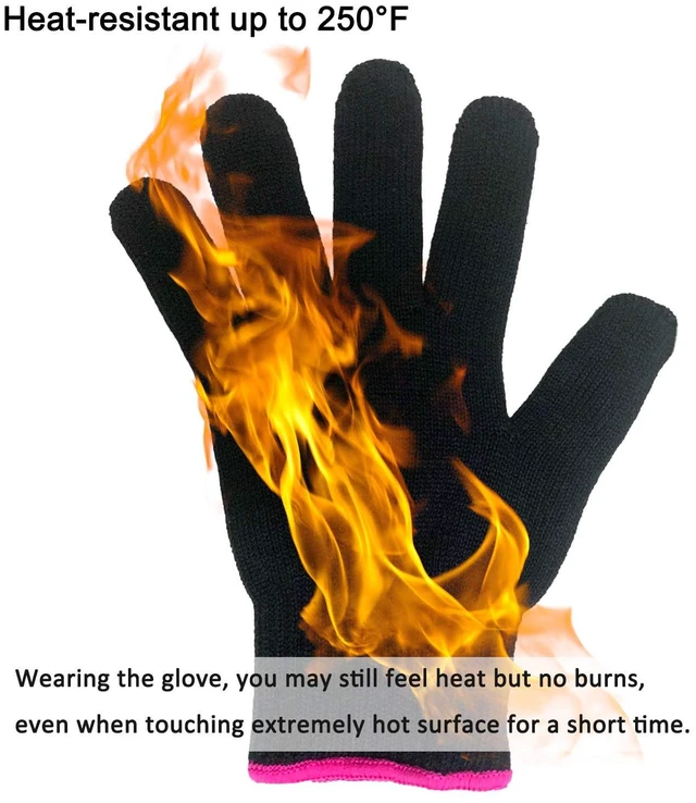 Alt view image 3 of 7 - Lessmon Heat Resistant Glove for Hair Styling, Pink Edge